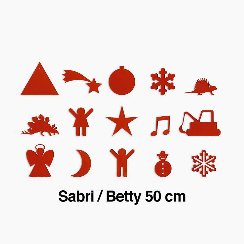DECORI del NATALE Formine rosse per alberi Sabri e Betty / Altezza 50 cm - 20 pezzi