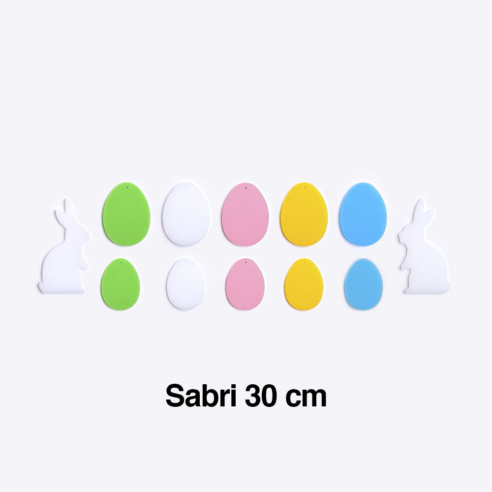 DECORI della Pasqua Uova Colorate e Coniglietti per albero Sabri / Altezza 30cm - 20 pezzi