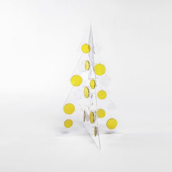 ALBERO DI NATALE IN PLEXIGLASS TRASPARENTE BETTY: Un Connubio di Tradizione e Semplicità per Illuminare i Vostri Desideri - Versione con cerchi gialli