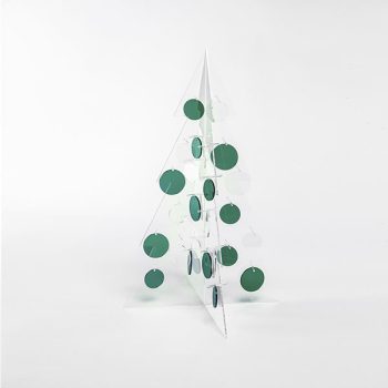 ALBERO DI NATALE IN PLEXIGLASS TRASPARENTE BETTY: Un Connubio di Tradizione e Semplicità per Illuminare i Vostri Desideri - Versione con cerchi verdi