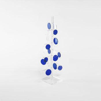 ALBERO IN PLEXIGLASS SABRI CERCHI Blu AUGURI NATALE da 50cm: Illumina la tua casa con cerchi di magia e colori