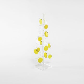 ALBERO IN PLEXIGLASS SABRI CERCHI Gialli AUGURI NATALE da 50cm: Illumina la tua casa con cerchi di magia e colori