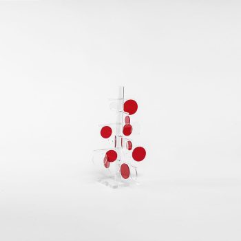 ALBERO IN PLEXIGLASS SABRI CERCHI Rossi AUGURI NATALE da 30cm: Illumina la tua casa con cerchi di magia e colori