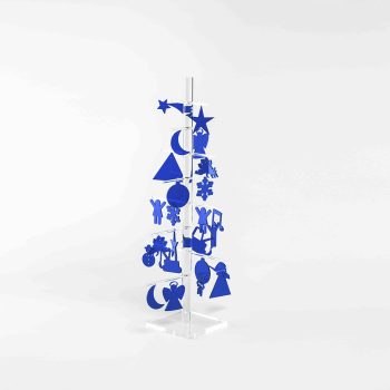 ALBERO IN PLEXIGLASS SABRI FORMINE Blu AUGURI NATALE da 50cm: Trasforma la tua casa in un mondo incantato di colori e magia festiva