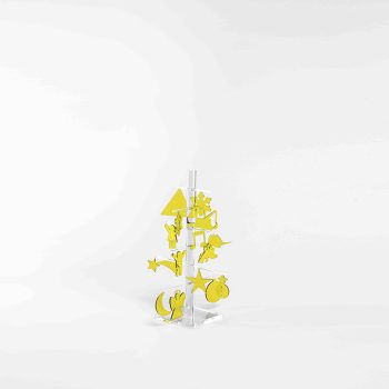 ALBERO IN PLEXIGLASS SABRI FORMINE Gialle AUGURI NATALE da 30cm: Trasforma la Tua Casa in un Mondo Incantato di Colori e Magia Festiva