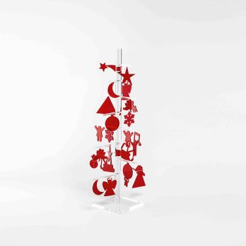 ALBERO IN PLEXIGLASS SABRI FORMINE Rosse AUGURI NATALE da 50cm: Trasforma la tua casa in un mondo incantato di colori e magia festiva
